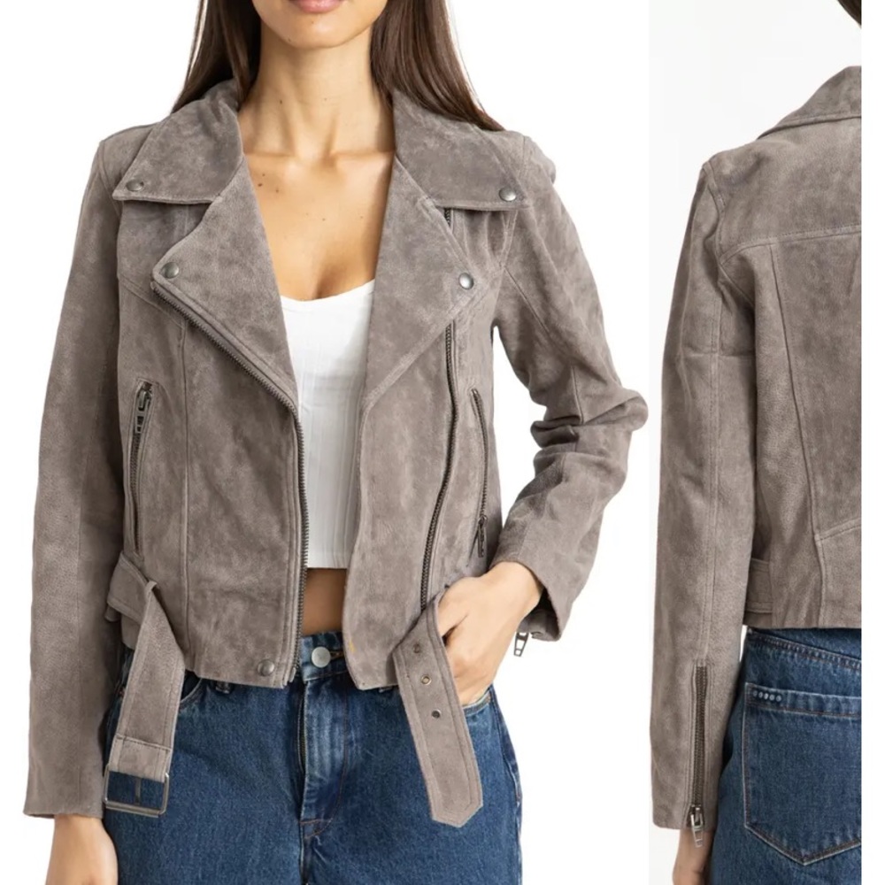 Blank NYC grey suede moto jacket